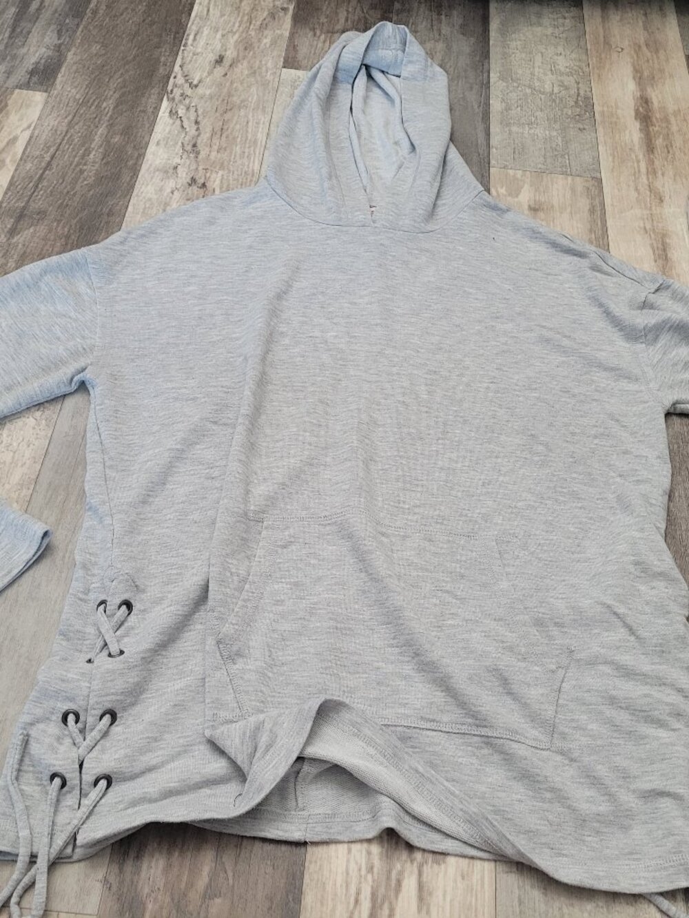 Mossimo Supply Co Women's Gray Lite Hooded Longsleeve Size Large Drawstring